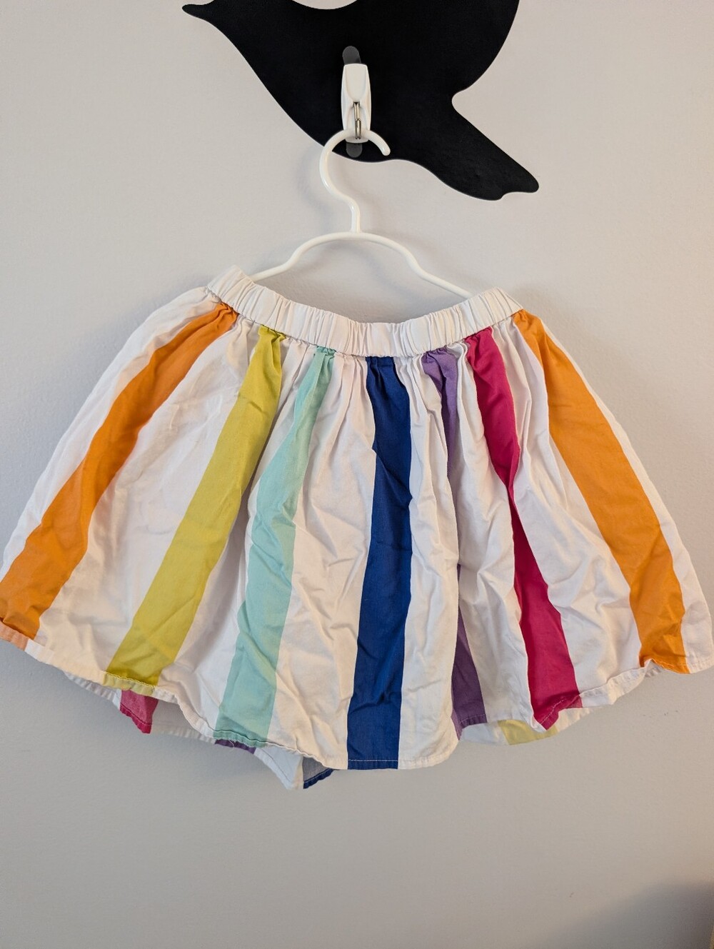 Lands' End White Skirt with Rainbow Vertical Stripes - Size 10